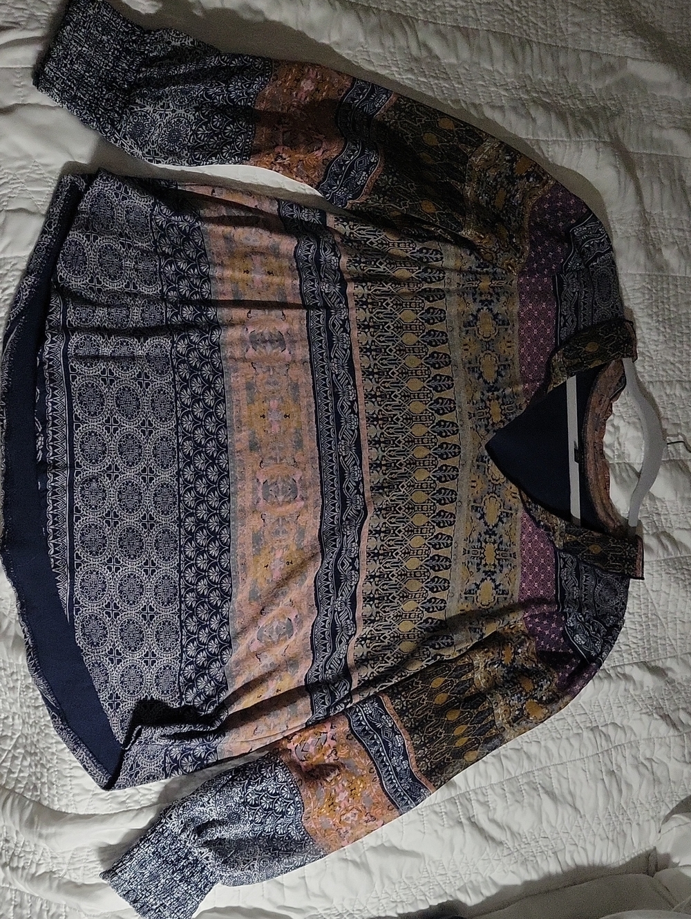 Lucky Brand Navy Patterned Long-Sleeve Shirt with Multicolor Accents